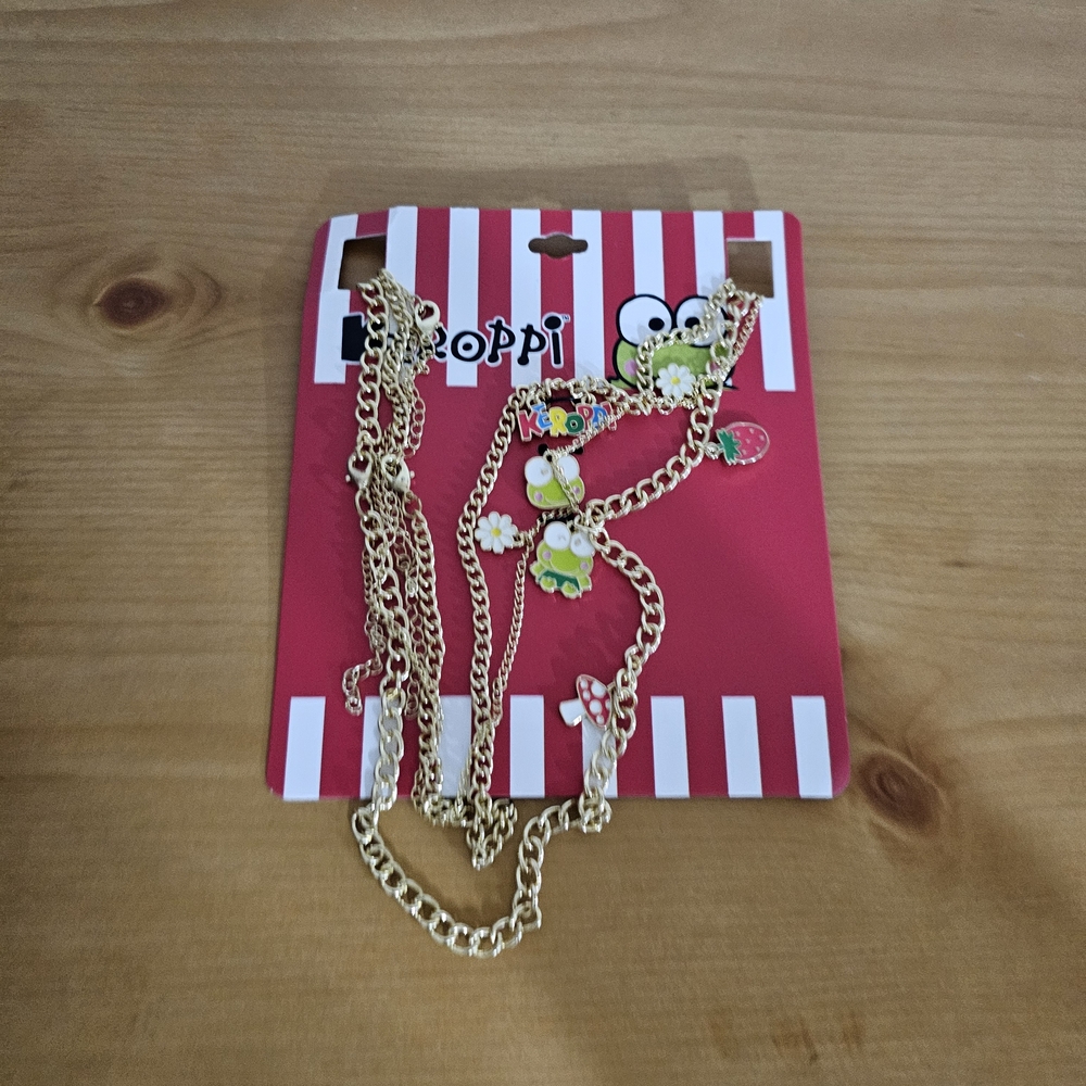 Keroppi 3 Necklace Set Charms Chains NEW Hot Topic Bioworld